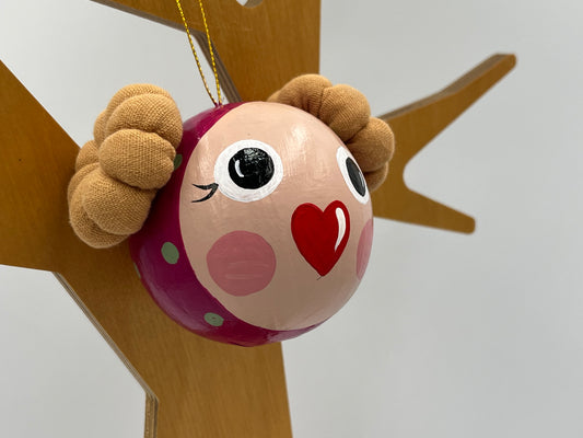 ΣΟΦΙΑ Χειροποίητη Μπάλα Στολισμού Κοριτσάκι με Υφασμάτινα Κοτσιδάκια