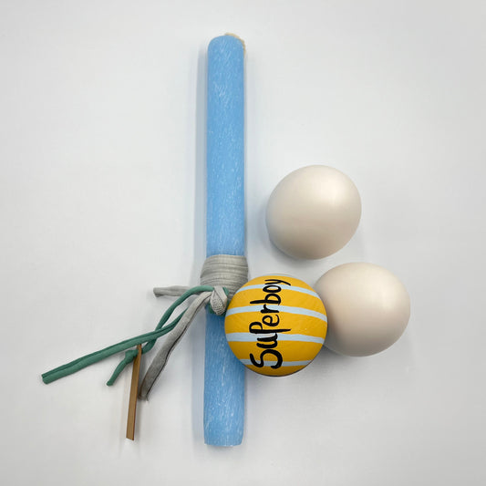 Ξυστή Αρωματική Λαμπάδα με Ξύλινο Γιο‑Γιο SweetGirl / SuperBoy