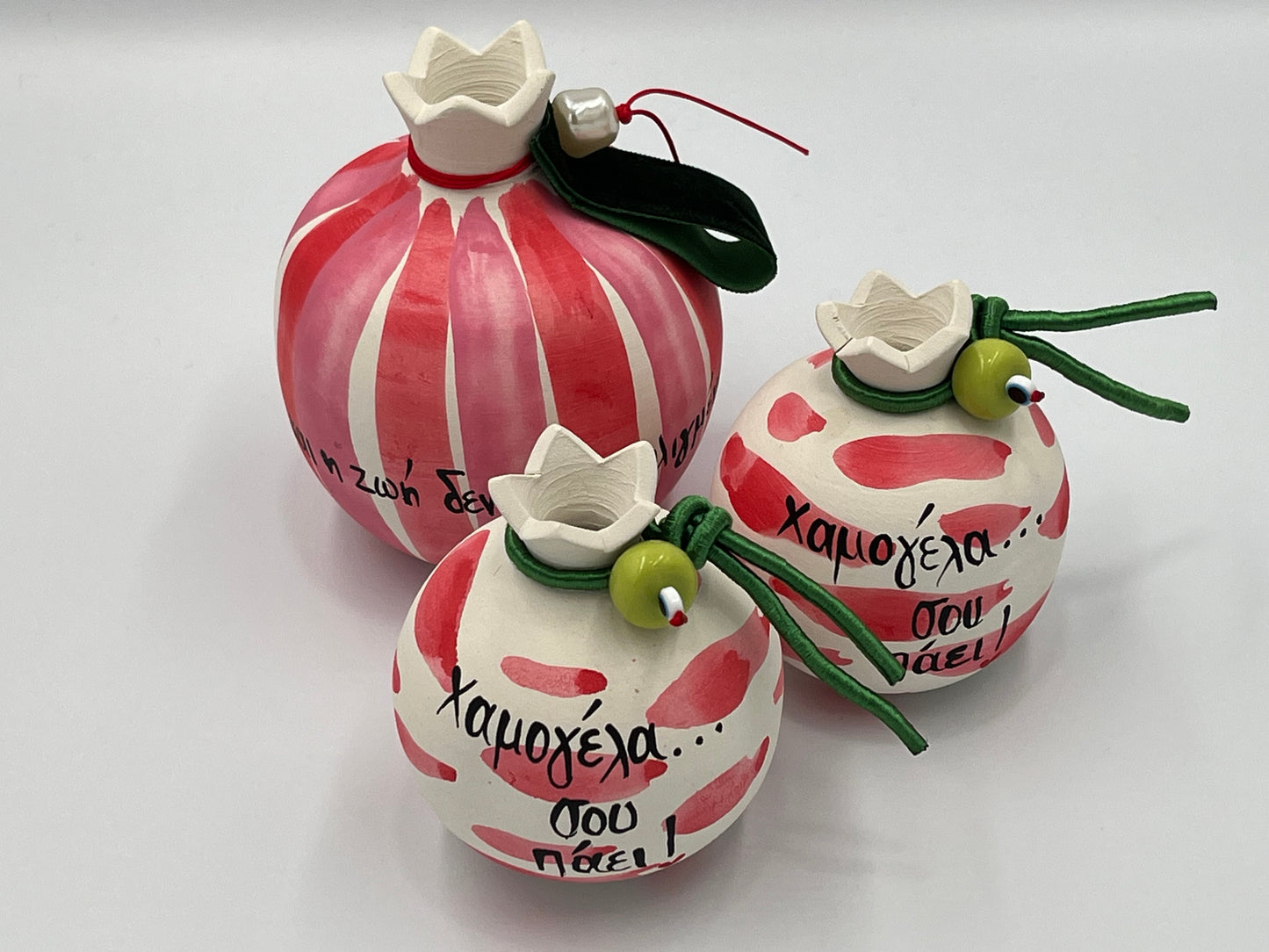 Μεγάλο Κεραμικό Ρόδι Ευτυχίας με φράση