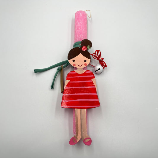 Αρωματική Ξύστη Λαμπάδα με Χειροποίητο Ταμπελάκι για την Πόρτα – Κορίτσι