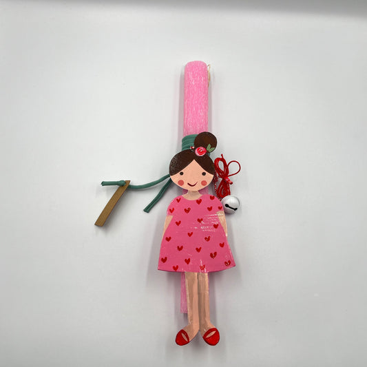 Αρωματική Ξύστη Λαμπάδα με Χειροποίητο Ταμπελάκι για την Πόρτα – Κορίτσι