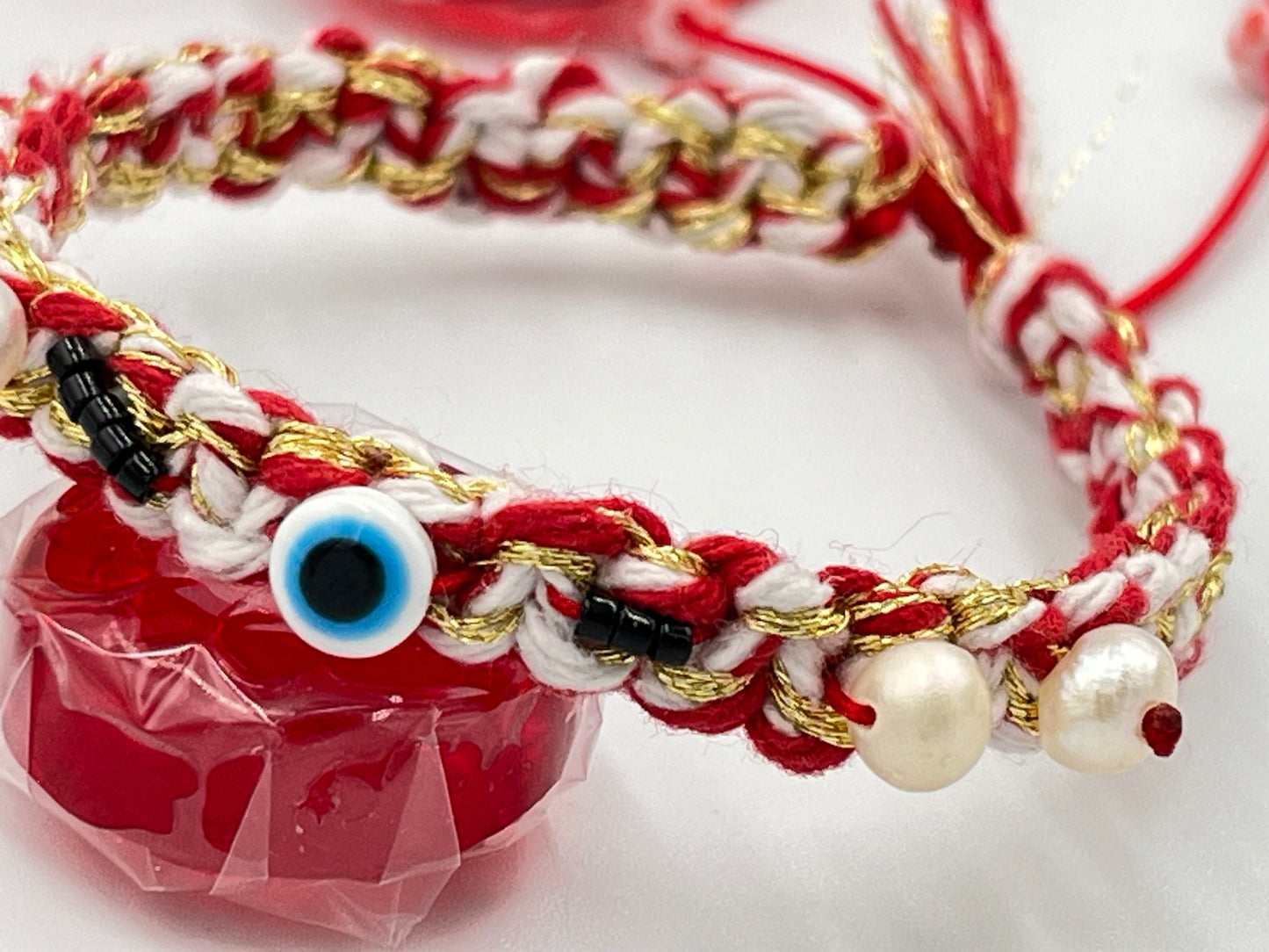 Μαρτάκι Πλεκτό Βoho Chic με Mατάκια & Mαργαριτάρια