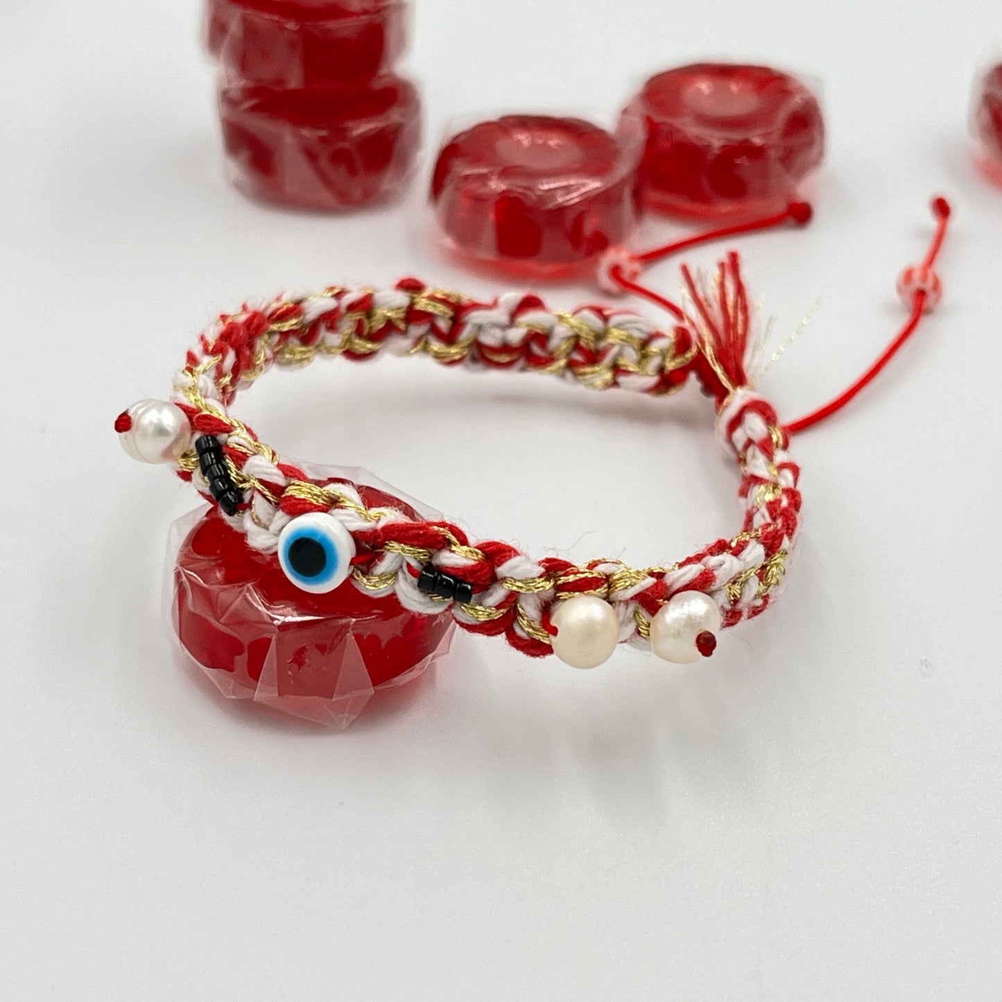 Μαρτάκι Πλεκτό Βoho Chic με Mατάκια & Mαργαριτάρια