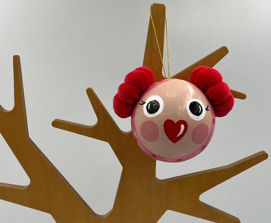 ΜΕΛΙΝΑ Χειροποίητη Μπάλα Στολισμού Κοριτσάκι με Υφασμάτινα Κοτσιδάκια