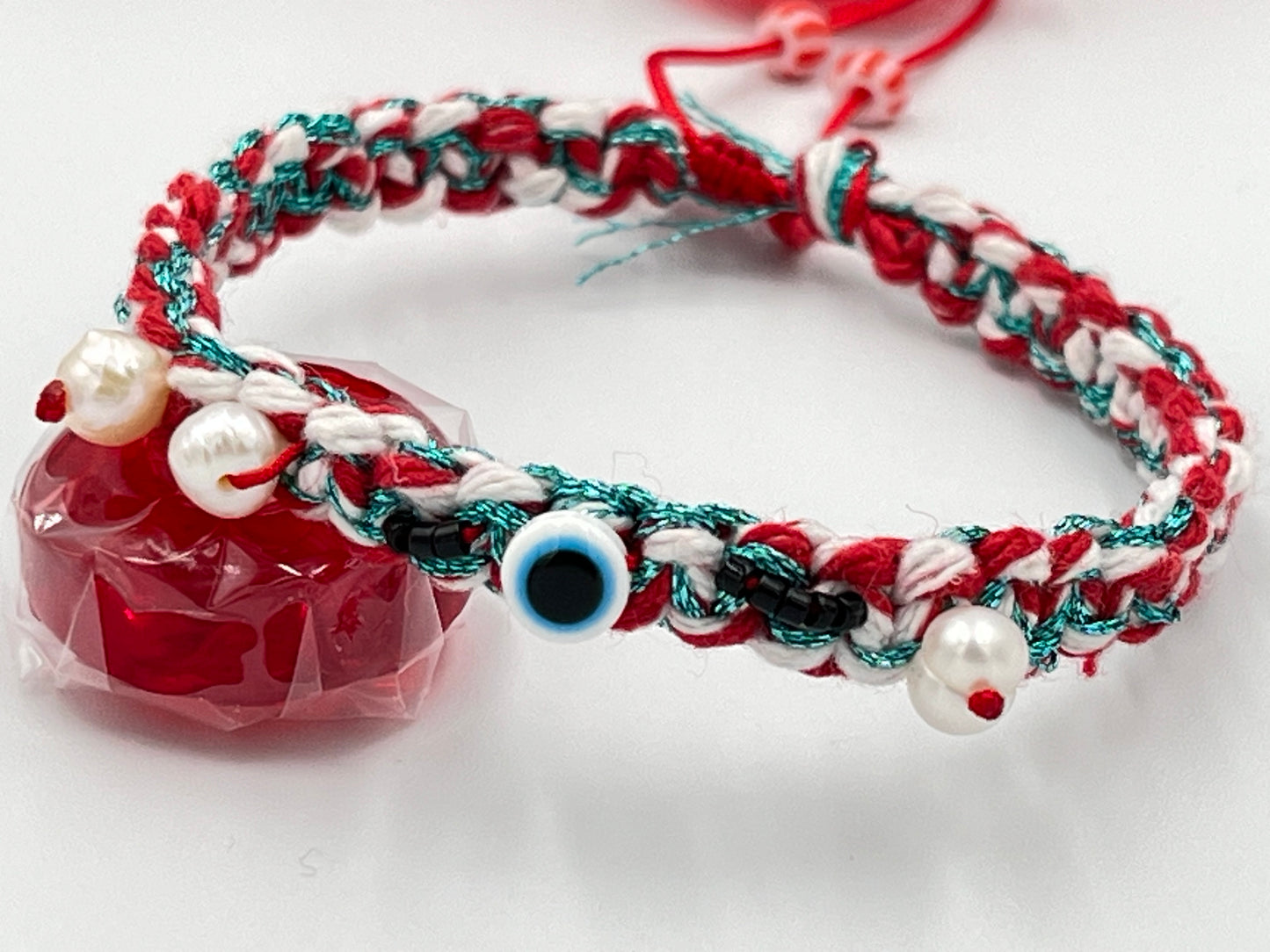 Μαρτάκι Πλεκτό Βoho Chic με Mατάκια & Mαργαριτάρια