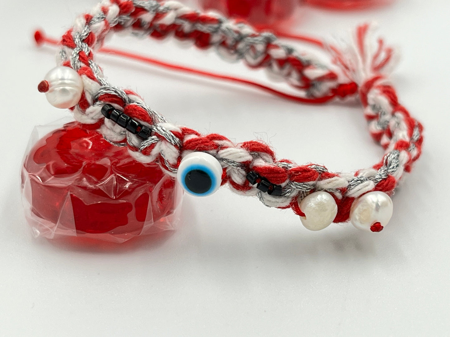 Μαρτάκι Πλεκτό Βoho Chic με Mατάκια & Mαργαριτάρια