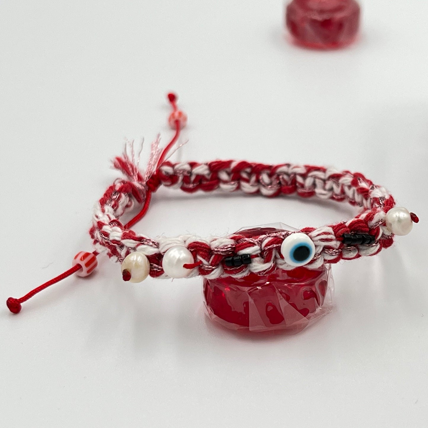 Μαρτάκι Πλεκτό Βoho Chic με Mατάκια & Mαργαριτάρια