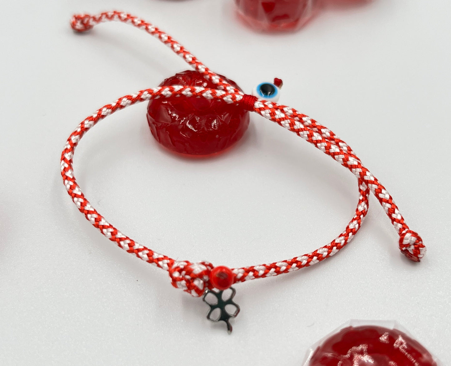 Μαρτάκι με τετράφυλλο από ατσάλι & ματάκι – για τύχη και προστασία