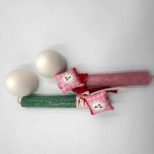 Ξυστή Λαμπάδα με Χειροποίητο Φυλαχτό Κεράσι ή Τετράφυλλο