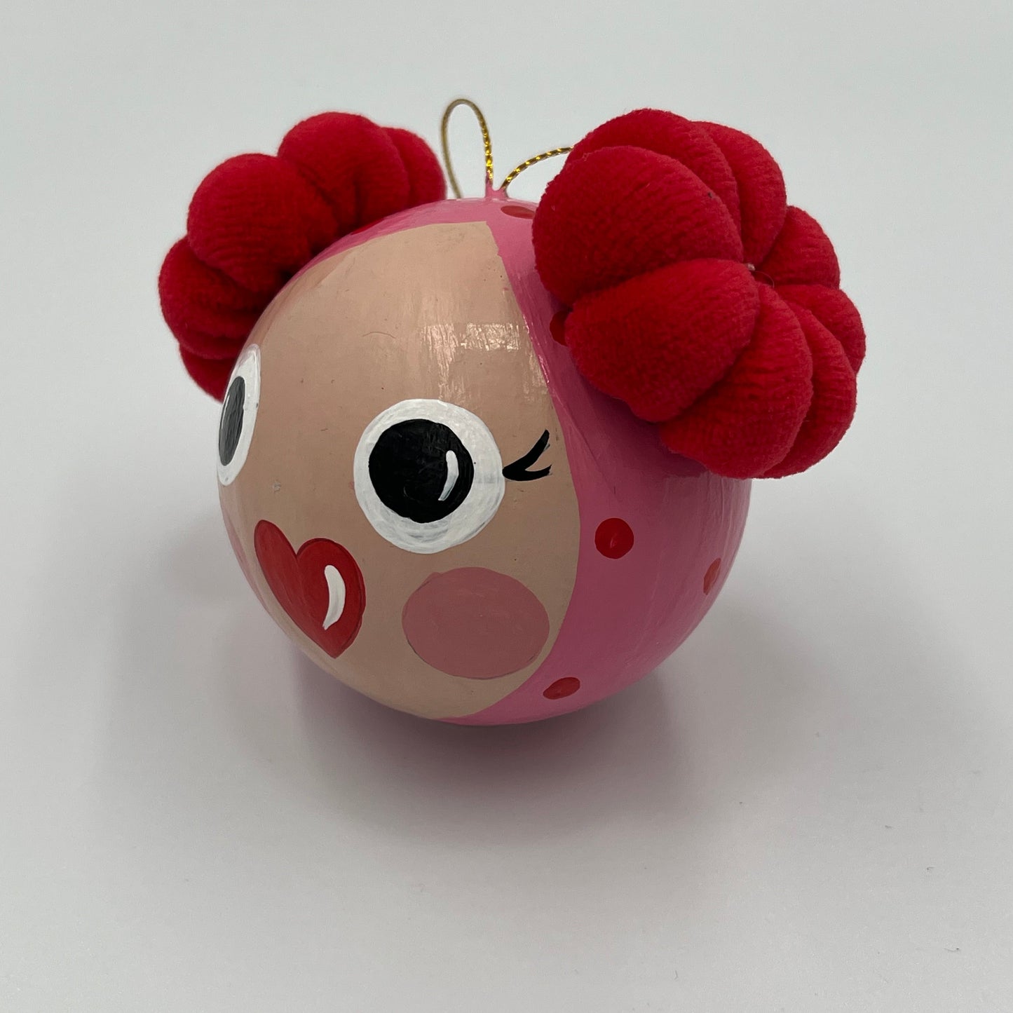 ΜΕΛΙΝΑ Χειροποίητη Μπάλα Στολισμού Κοριτσάκι με Υφασμάτινα Κοτσιδάκια