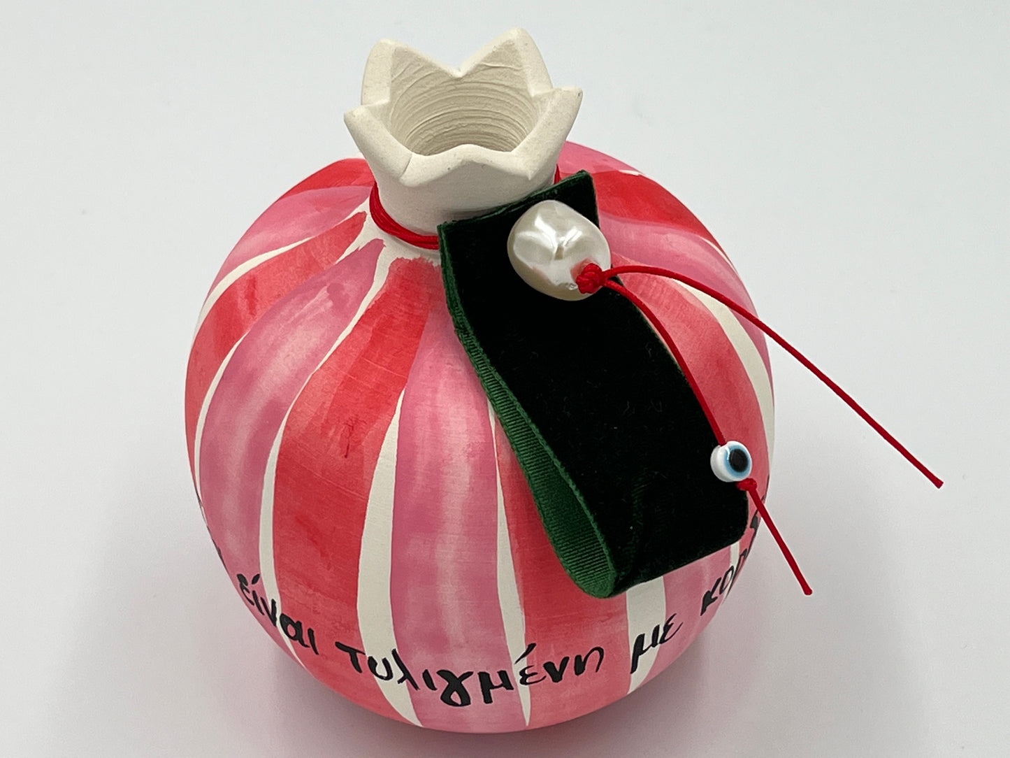 Μεγάλο Κεραμικό Ρόδι Ευτυχίας με φράση