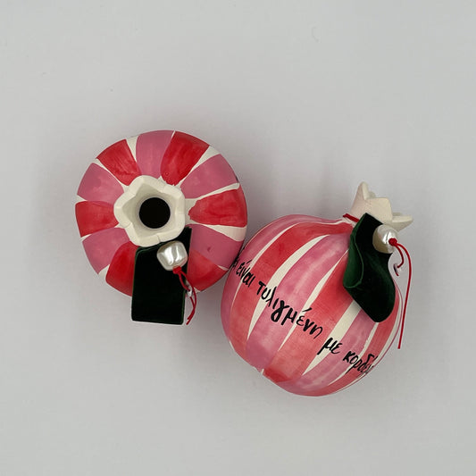 Μεγάλο Κεραμικό Ρόδι Ευτυχίας με φράση