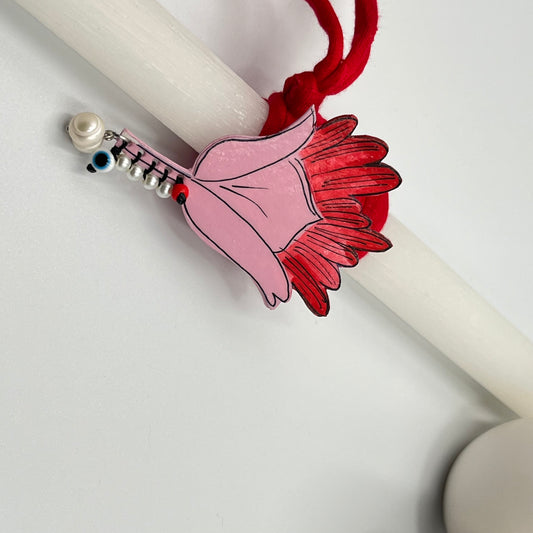 Λαμπάδα με Καρφίτσα Λουλούδι με Περλίτσες και Μαργαριτάρι – Χειροποίητη Πασχαλινή Λαμπάδα (Copy) (Copy)