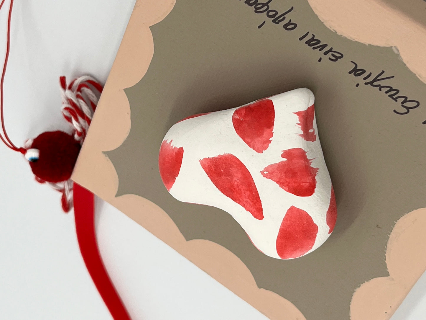 Καδράκι με Καρδιά από Πηλό & Βελούδινη Κορδέλα – “Η Ευτυχία Είναι Απόφαση” 3 Χρώματα